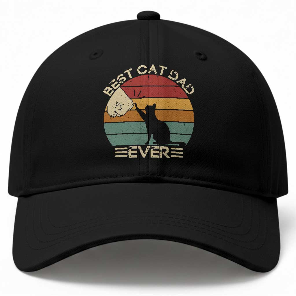 Best Cat Dad Ever Baseball Cap Funny Cat Lover Gift Fathers Day TS10 Print Your Wear