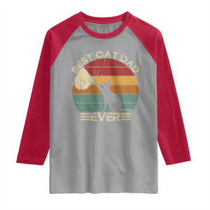 Best Cat Dad Ever Raglan Shirt Funny Cat Lover Gift Fathers Day TS10 Sport Gray Red Print Your Wear