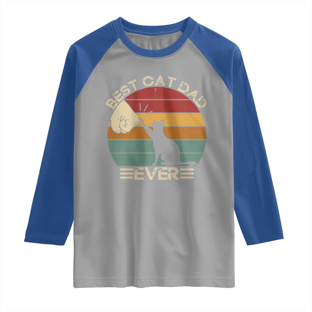 Best Cat Dad Ever Raglan Shirt Funny Cat Lover Gift Fathers Day TS10 Sport Gray Royal Print Your Wear