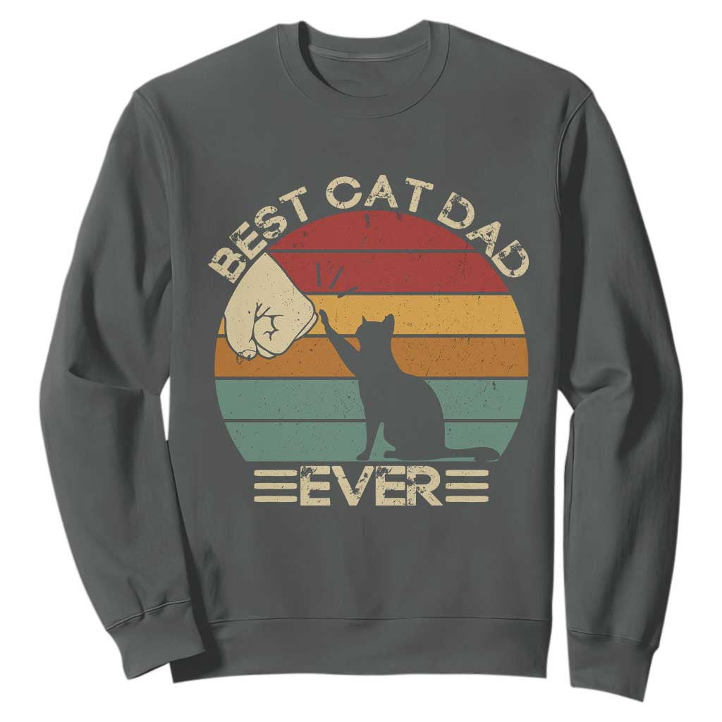 Best Cat Dad Ever Sweatshirt Funny Cat Lover Gift Fathers Day TS10 Dark Heather Print Your Wear
