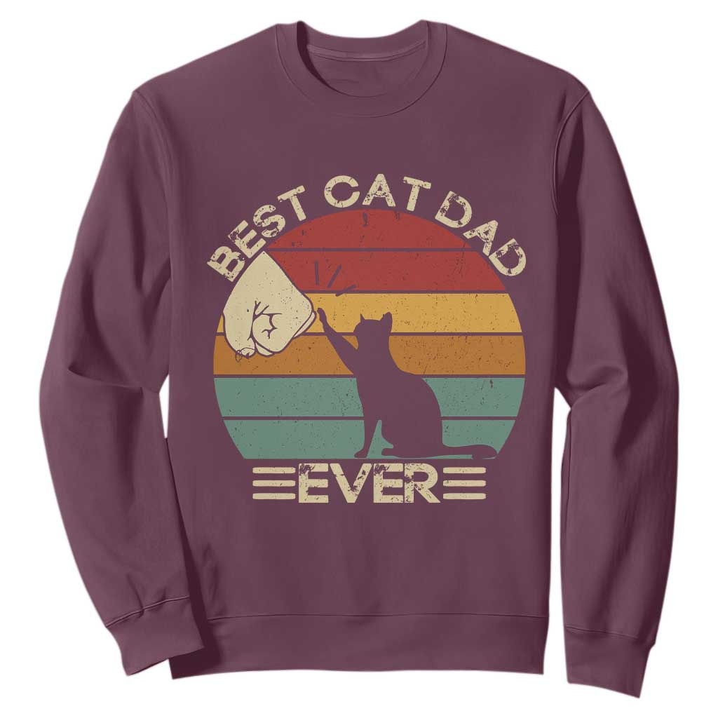 Best Cat Dad Ever Sweatshirt Funny Cat Lover Gift Fathers Day TS10 Maroon Print Your Wear