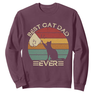 Best Cat Dad Ever Sweatshirt Funny Cat Lover Gift Fathers Day TS10 Maroon Print Your Wear