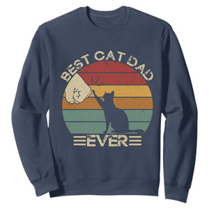 Best Cat Dad Ever Sweatshirt Funny Cat Lover Gift Fathers Day TS10 Navy Print Your Wear