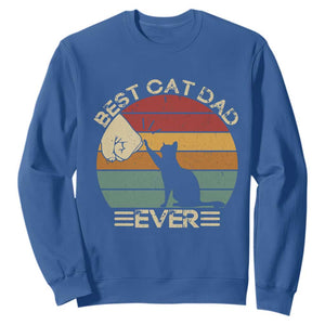 Best Cat Dad Ever Sweatshirt Funny Cat Lover Gift Fathers Day TS10 Royal Blue Print Your Wear