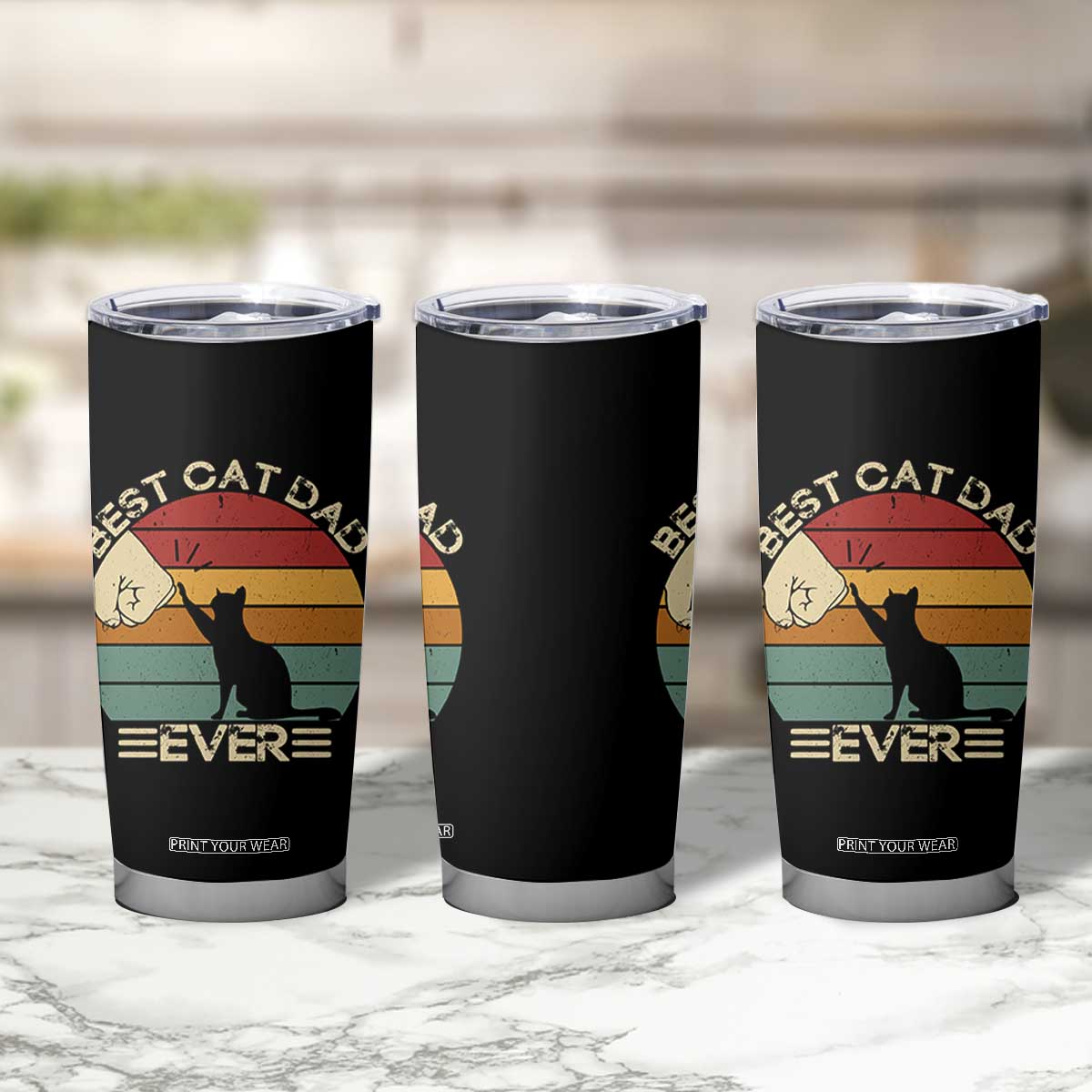 Best Cat Dad Ever Tumbler Cup Funny Cat Lover Gift Fathers Day TS10 Print Your Wear