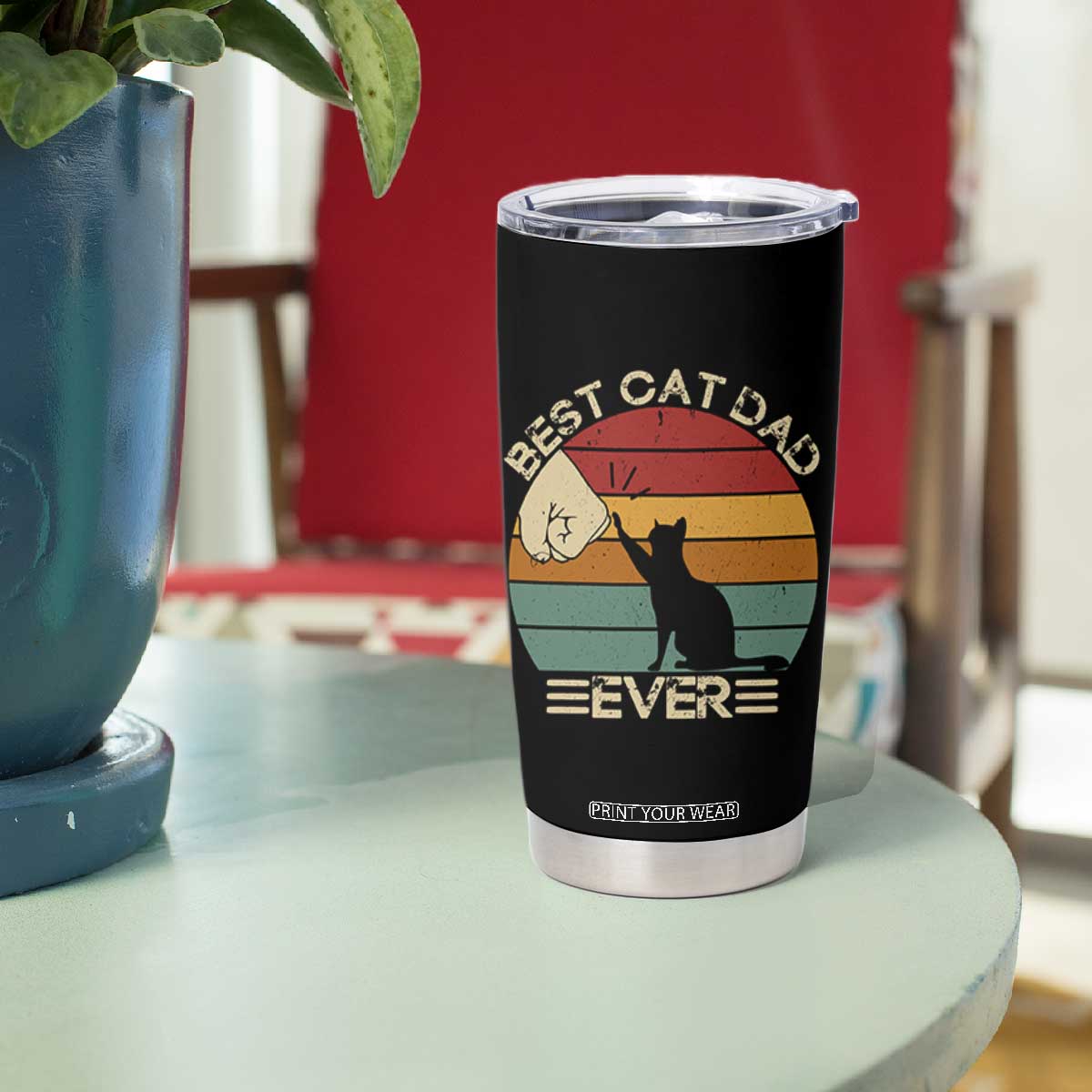 Best Cat Dad Ever Tumbler Cup Funny Cat Lover Gift Fathers Day TS10 Print Your Wear