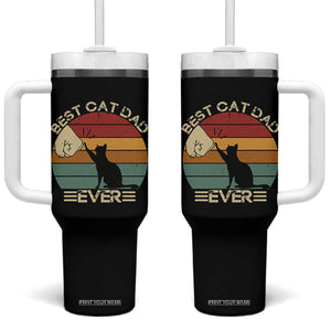 Best Cat Dad Ever Tumbler With Handle Funny Cat Lover Gift Fathers Day TS10 One Size: 40 oz Black Print Your Wear