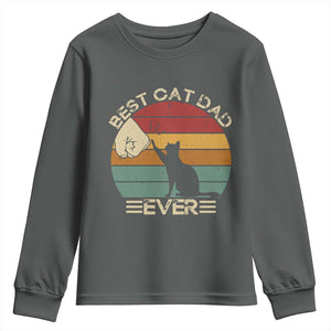 Best Cat Dad Ever Youth Sweatshirt Funny Cat Lover Gift Fathers Day TS10 Dark Heather Print Your Wear