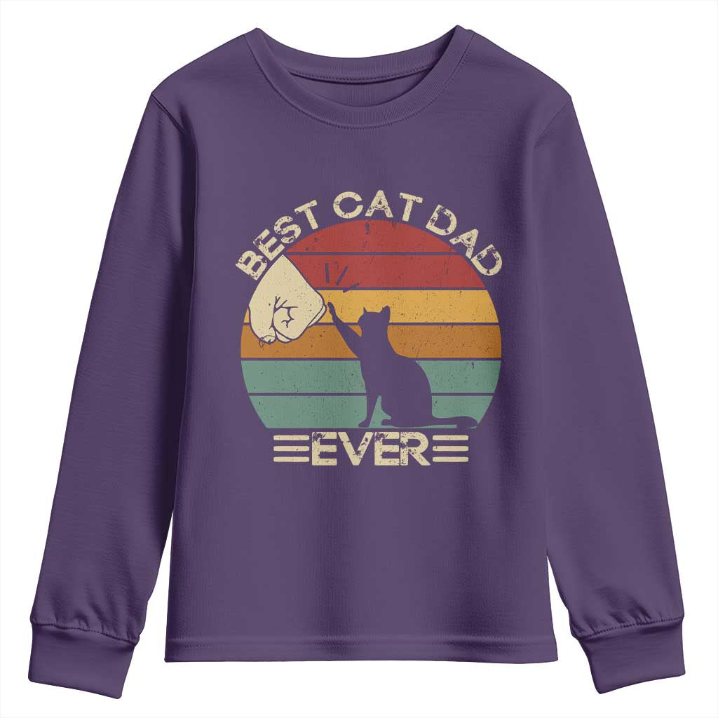 Best Cat Dad Ever Youth Sweatshirt Funny Cat Lover Gift Fathers Day TS10 Purple Print Your Wear