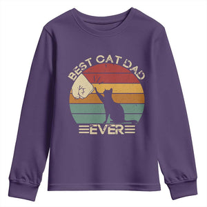 Best Cat Dad Ever Youth Sweatshirt Funny Cat Lover Gift Fathers Day TS10 Purple Print Your Wear