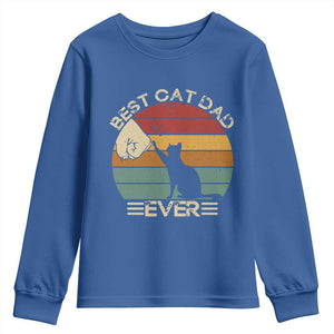 Best Cat Dad Ever Youth Sweatshirt Funny Cat Lover Gift Fathers Day TS10 Royal Blue Print Your Wear