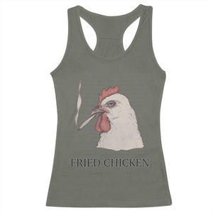 Fried Chicken 420 Racerback Tank Top Funny Weed Stoner Cannabis TS10 Military Green Print Your Wear