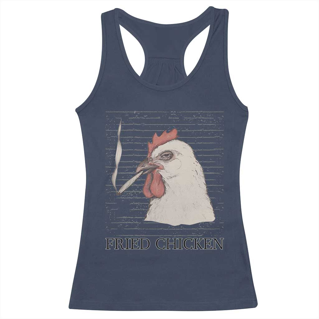 Fried Chicken 420 Racerback Tank Top Funny Weed Stoner Cannabis TS10 Navy Print Your Wear
