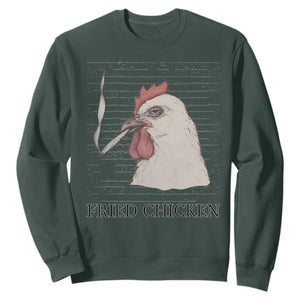 Fried Chicken 420 Sweatshirt Funny Weed Stoner Cannabis TS10 Dark Forest Green Print Your Wear