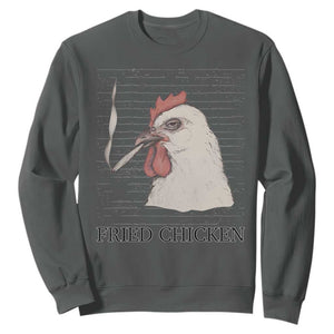 Fried Chicken 420 Sweatshirt Funny Weed Stoner Cannabis TS10 Dark Heather Print Your Wear