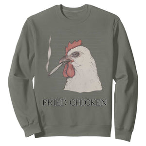 Fried Chicken 420 Sweatshirt Funny Weed Stoner Cannabis TS10 Military Green Print Your Wear