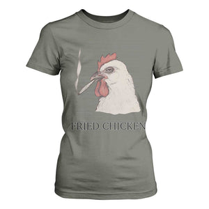 Fried Chicken 420 T Shirt For Women Funny Weed Stoner Cannabis TS10 Military Green Print Your Wear