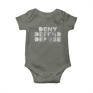 Deny Defend Depose Baby Onesie Unisex Classic TS10 Military Green Print Your Wear