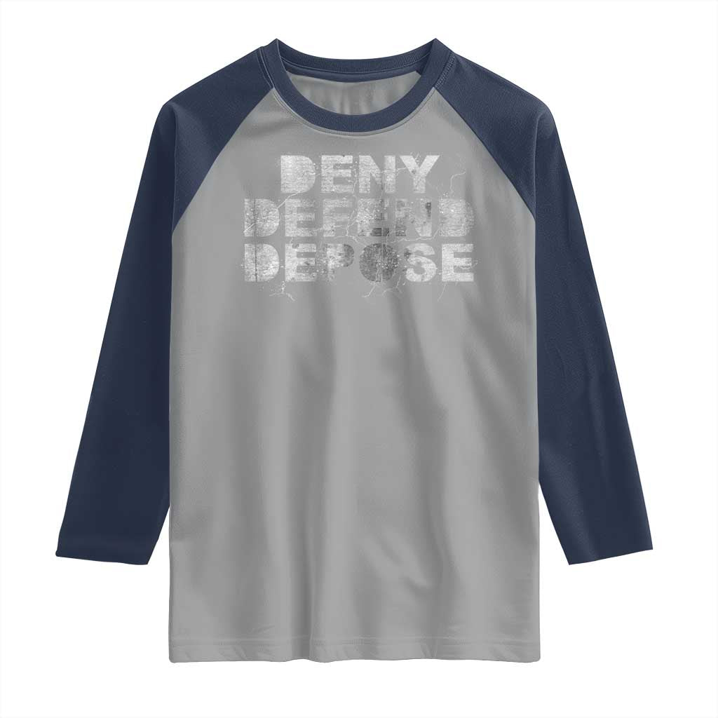 Deny Defend Depose Raglan Shirt Unisex Classic TS10 Sport Gray Navy Print Your Wear