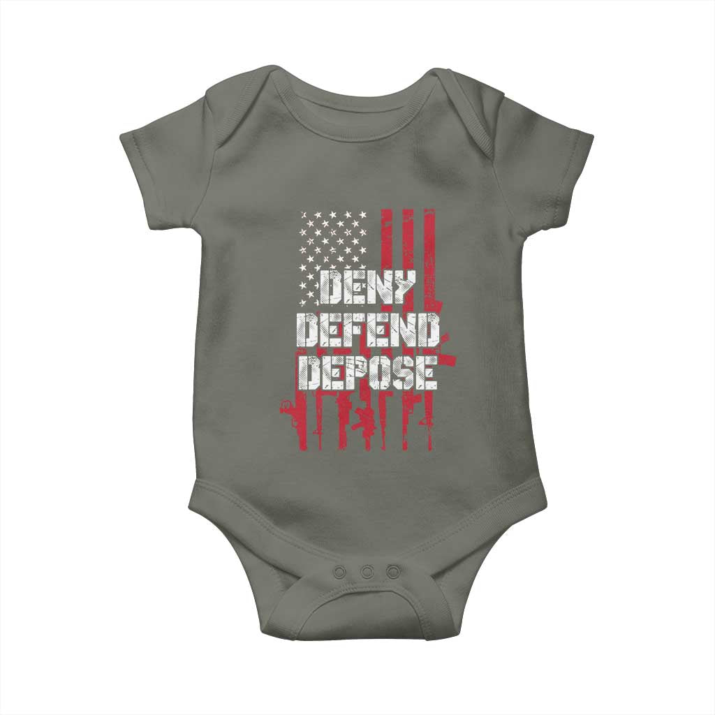 Deny Defend Depose Baby Onesie Guns American Flag TS10 Military Green Print Your Wear
