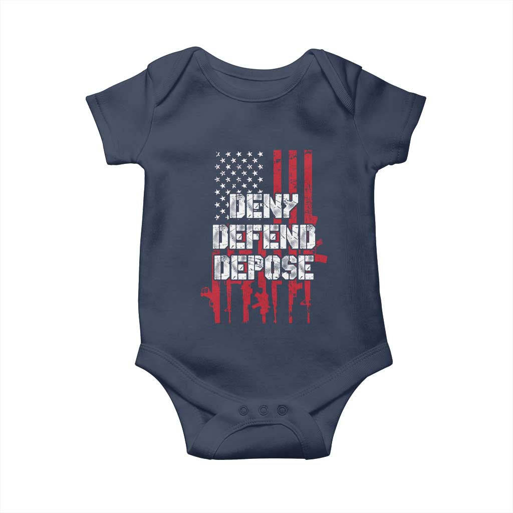 Deny Defend Depose Baby Onesie Guns American Flag TS10 Navy Print Your Wear