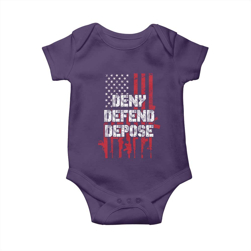Deny Defend Depose Baby Onesie Guns American Flag TS10 Purple Print Your Wear