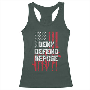 Deny Defend Depose Racerback Tank Top Guns American Flag TS10 Dark Forest Green Print Your Wear