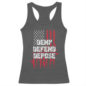 Deny Defend Depose Racerback Tank Top Guns American Flag TS10 Dark Heather Print Your Wear