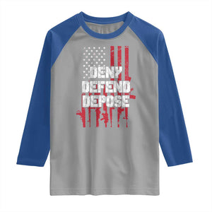 Deny Defend Depose Raglan Shirt Guns American Flag TS10 Sport Gray Royal Print Your Wear