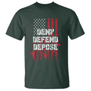 Deny Defend Depose T Shirt Guns American Flag TS10 Dark Forest Green Print Your Wear
