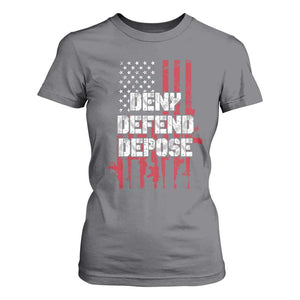Deny Defend Depose T Shirt For Women Guns American Flag TS10 Charcoal Print Your Wear