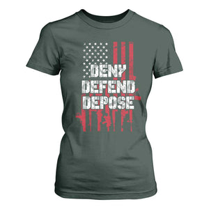 Deny Defend Depose T Shirt For Women Guns American Flag TS10 Dark Forest Green Print Your Wear