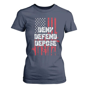 Deny Defend Depose T Shirt For Women Guns American Flag TS10 Navy Print Your Wear