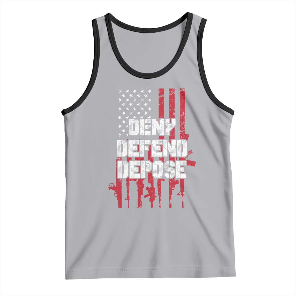 Deny Defend Depose Tank Top Guns American Flag TS10 Athletic Heather Black Print Your Wear
