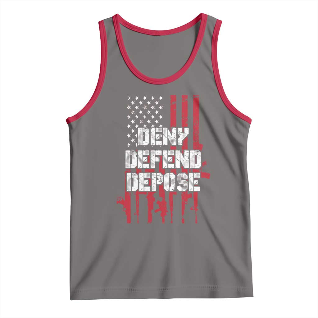 Deny Defend Depose Tank Top Guns American Flag TS10 Deep Heather Red Print Your Wear