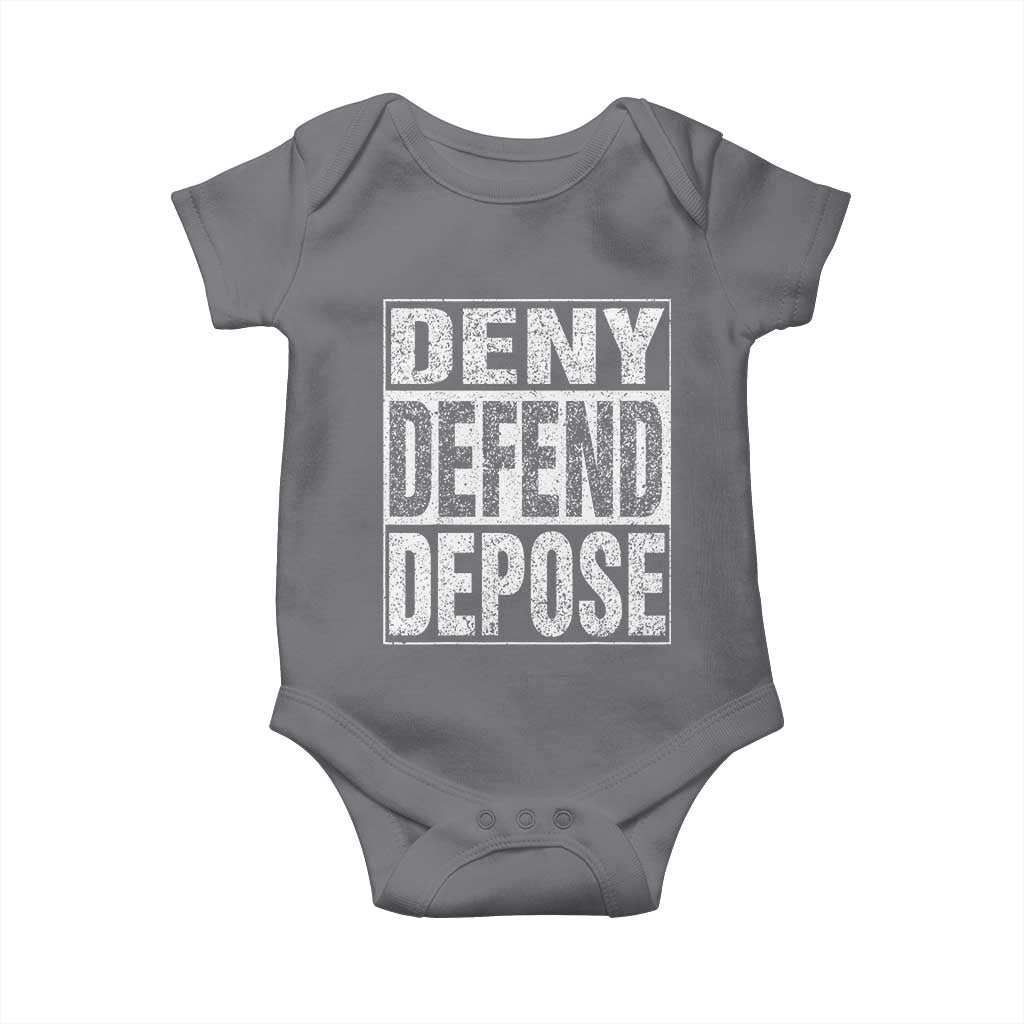 Deny Defend Depose Baby Onesie Healthcare TS10 Charcoal Print Your Wear