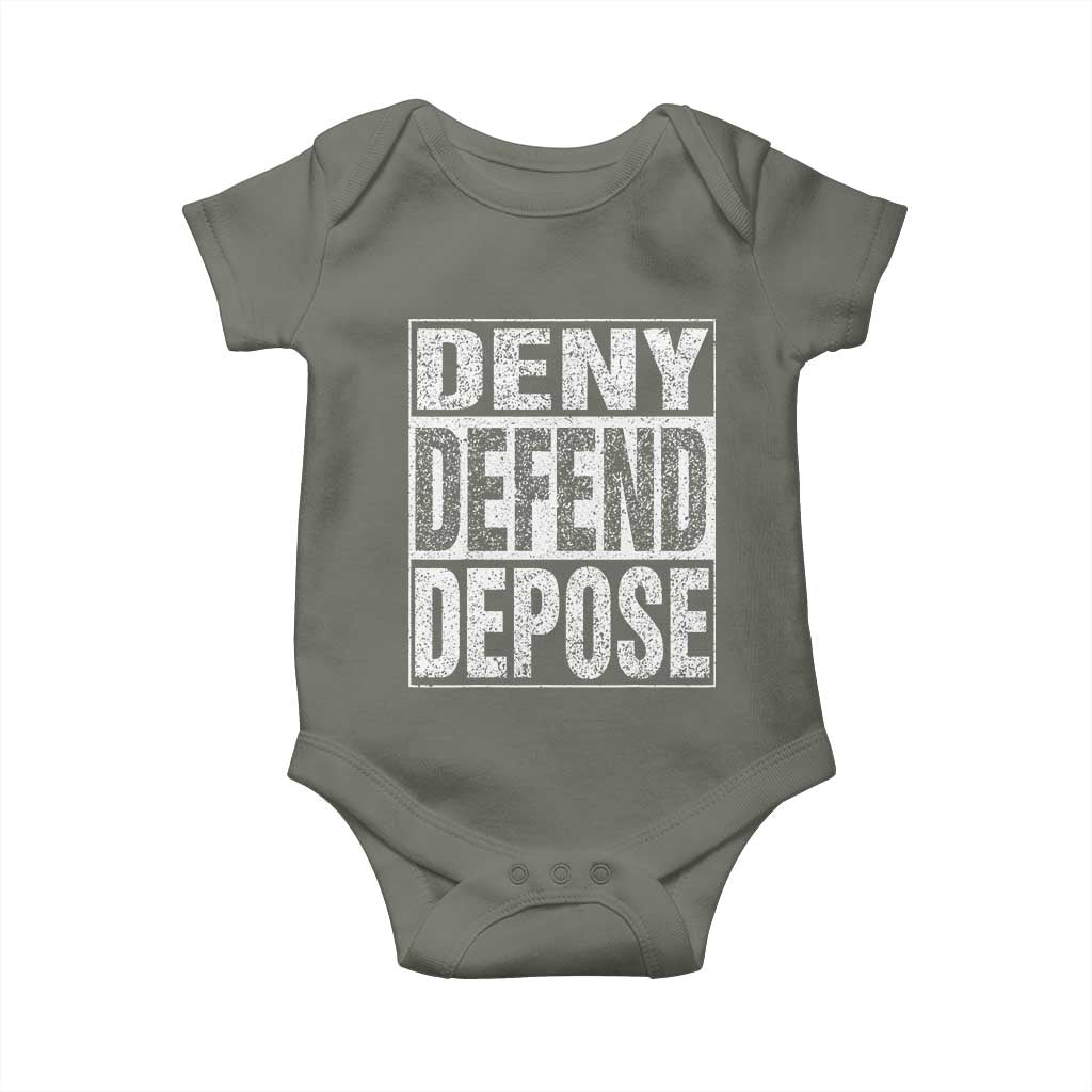 Deny Defend Depose Baby Onesie Healthcare TS10 Military Green Print Your Wear
