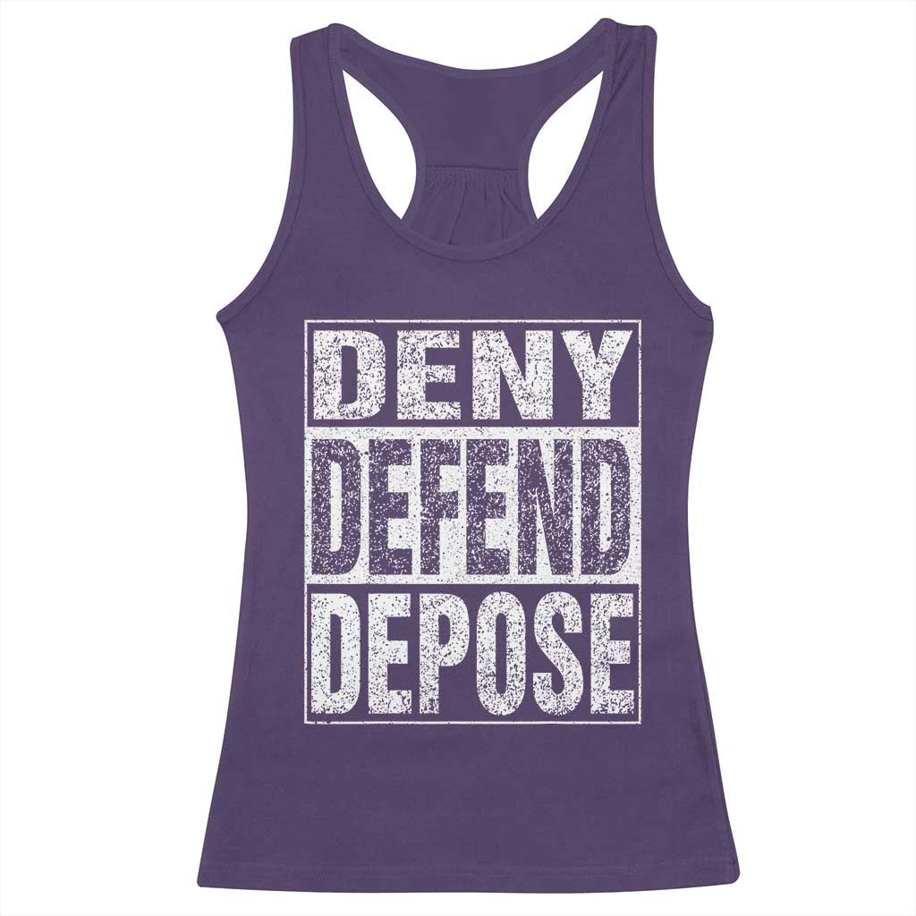 Deny Defend Depose Racerback Tank Top Healthcare TS10 Purple Print Your Wear