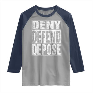 Deny Defend Depose Raglan Shirt Healthcare TS10 Sport Gray Navy Print Your Wear