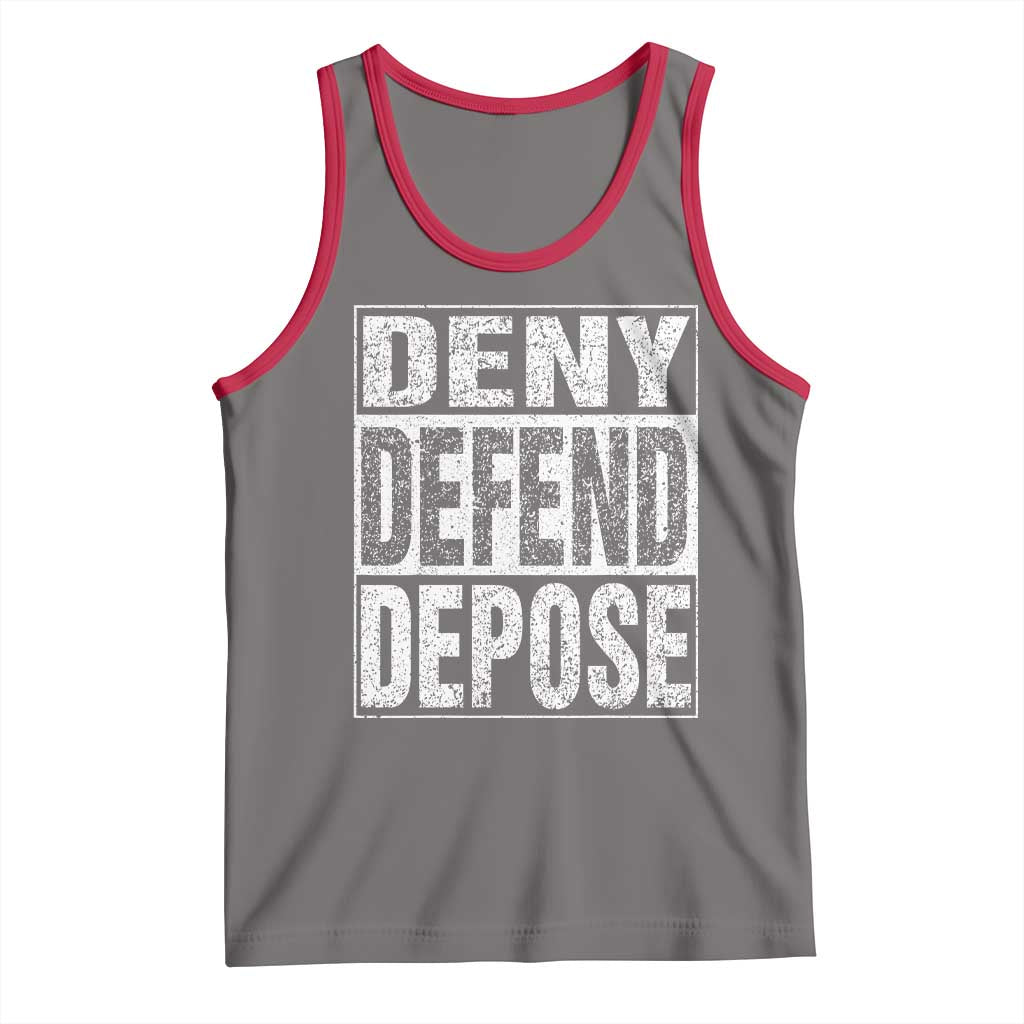 Deny Defend Depose Tank Top Healthcare TS10 Deep Heather Red Print Your Wear