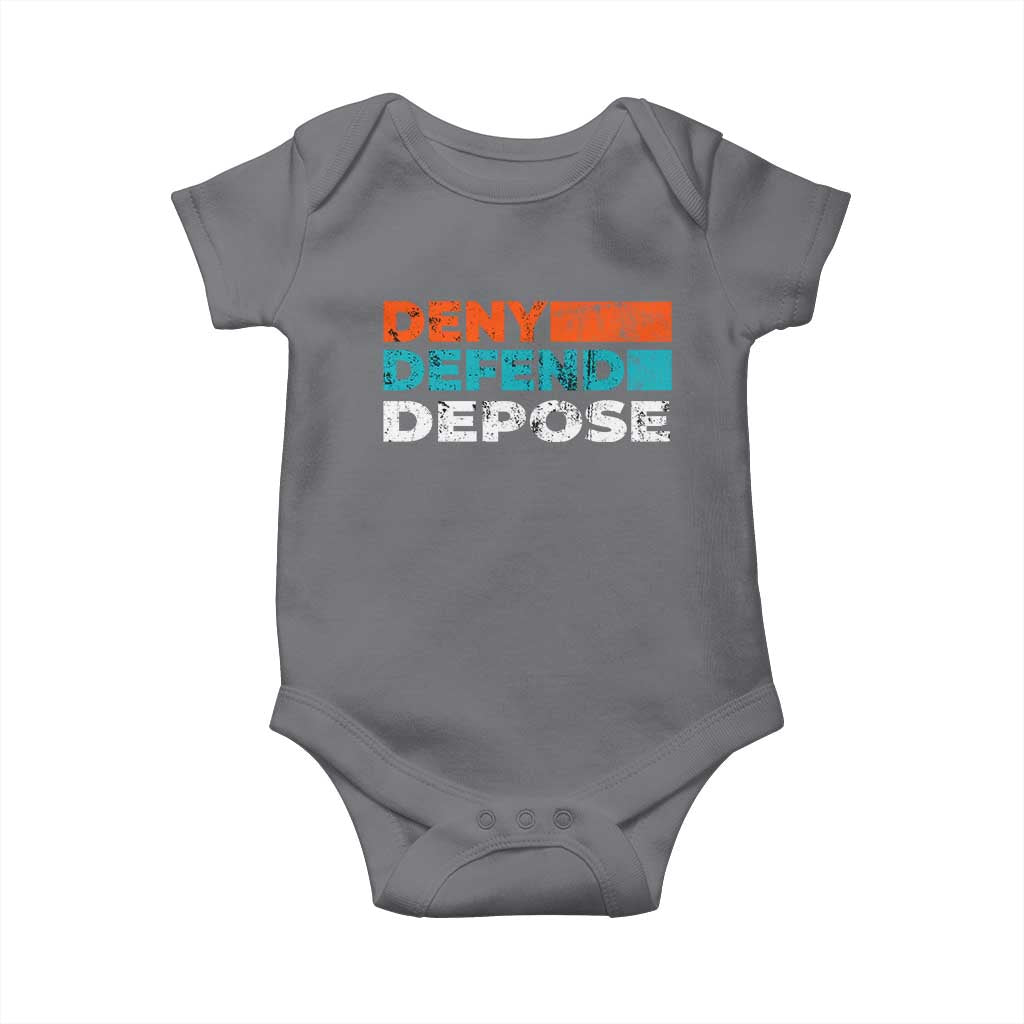 Deny Defend Depose Baby Onesie Vintage Retro TS10 Charcoal Print Your Wear