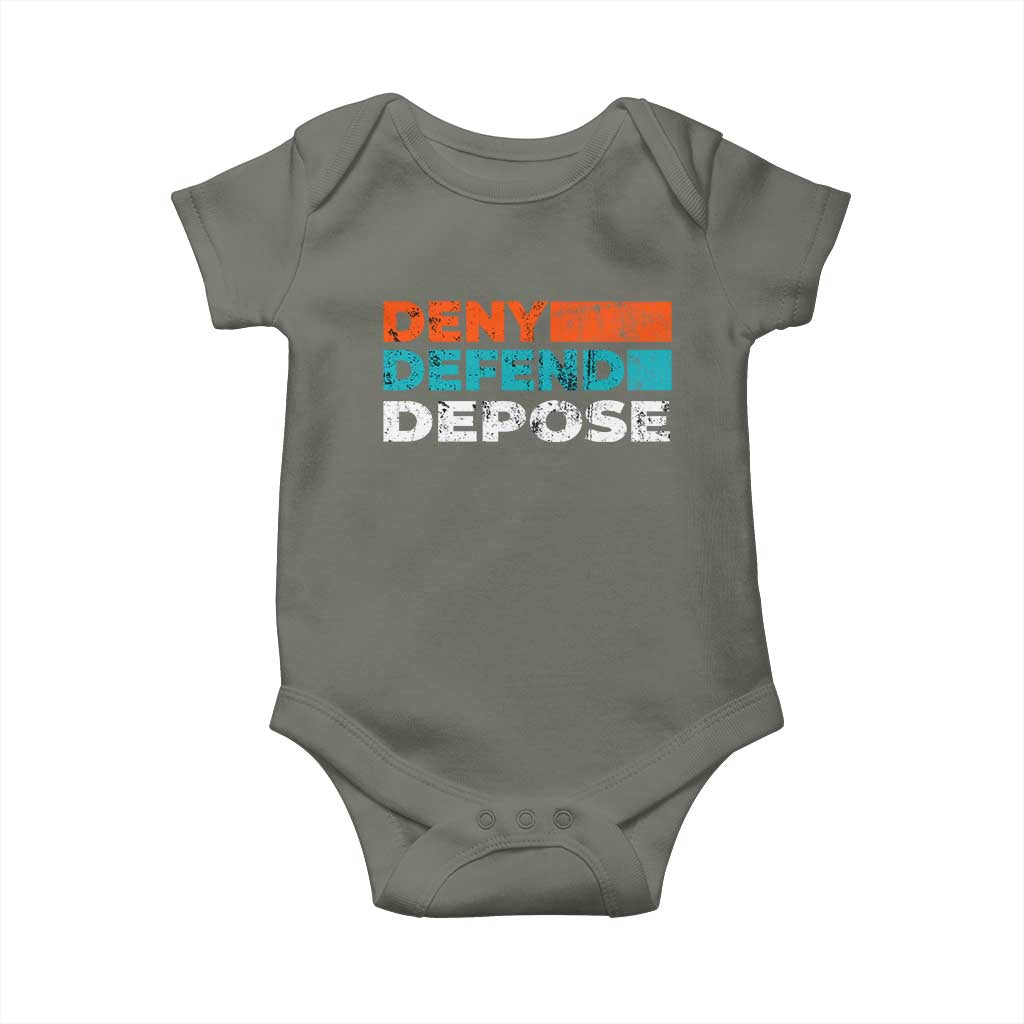 Deny Defend Depose Baby Onesie Vintage Retro TS10 Military Green Print Your Wear