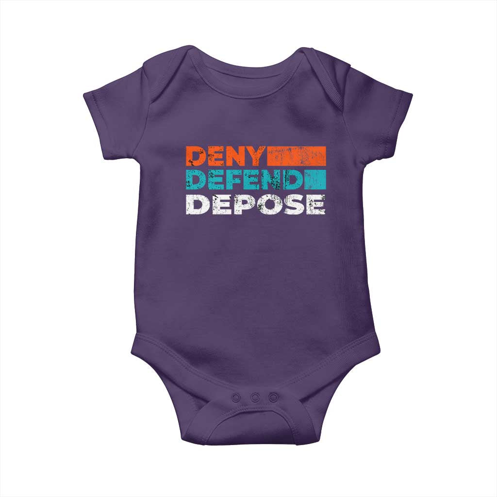 Deny Defend Depose Baby Onesie Vintage Retro TS10 Purple Print Your Wear