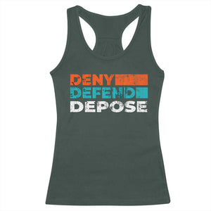 Deny Defend Depose Racerback Tank Top Vintage Retro TS10 Dark Forest Green Print Your Wear