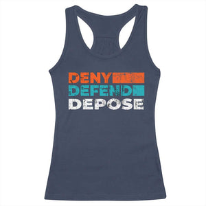 Deny Defend Depose Racerback Tank Top Vintage Retro TS10 Navy Print Your Wear