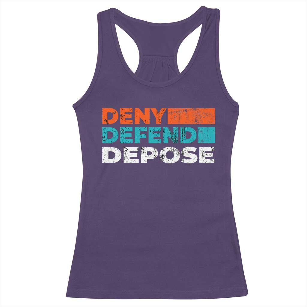 Deny Defend Depose Racerback Tank Top Vintage Retro TS10 Purple Print Your Wear