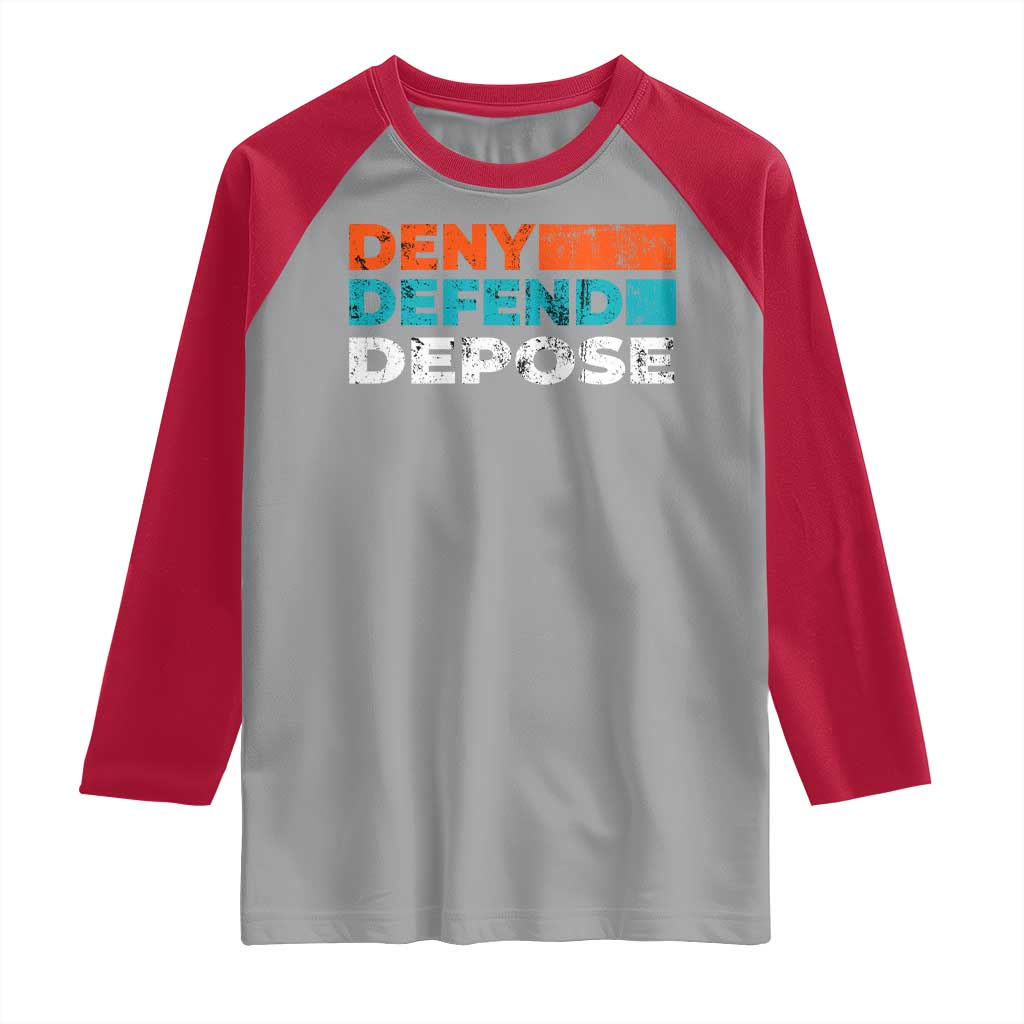 Deny Defend Depose Raglan Shirt Vintage Retro TS10 Sport Gray Red Print Your Wear