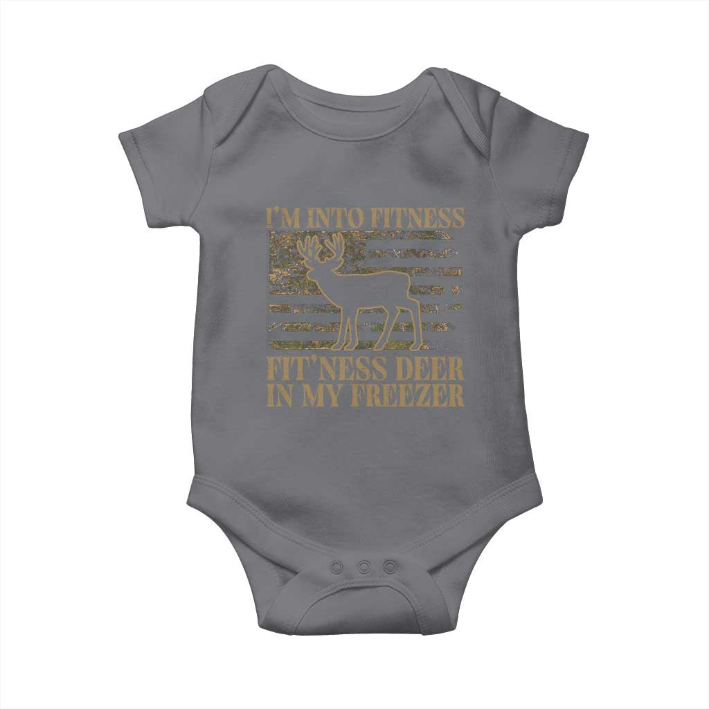 Deer Hunting Baby Onesie Im Into Fitness Fit Ness Deer Freezer Camo American Flag TS10 Charcoal Print Your Wear