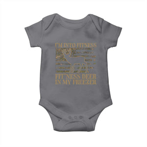 Deer Hunting Baby Onesie Im Into Fitness Fit Ness Deer Freezer Camo American Flag - Print Your Wear