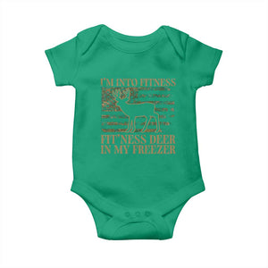 Deer Hunting Baby Onesie Im Into Fitness Fit Ness Deer Freezer Camo American Flag - Print Your Wear